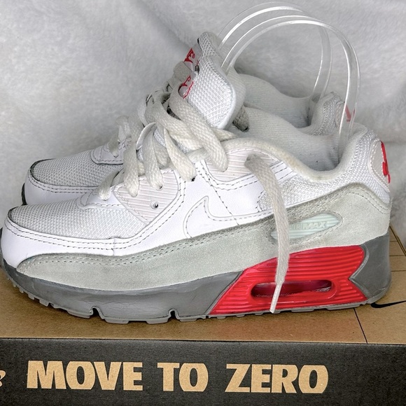 Nike Pre-School Air Max 90 | size 1 | white grey red - Picture 7 of 12